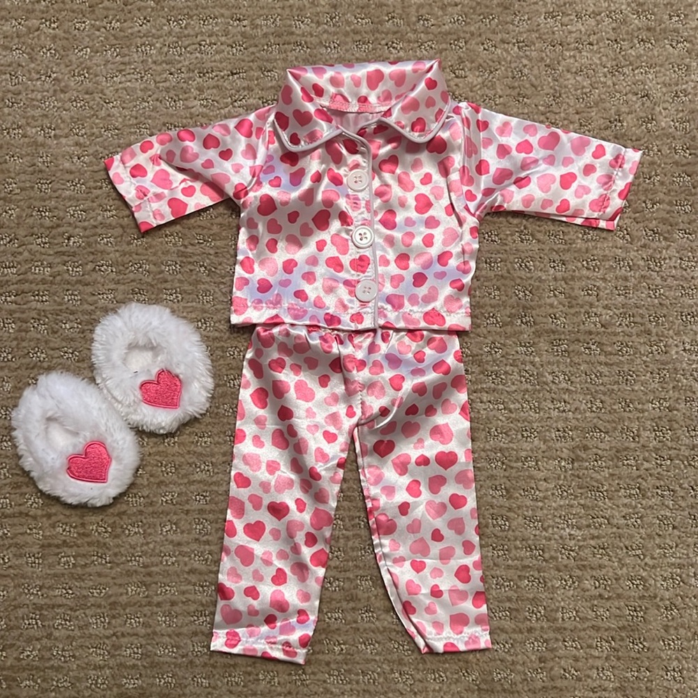 18in Doll Satin Heart Pajamas